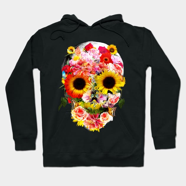 Sage Tribe Skull With sunflowers Hoodie by Collagedream